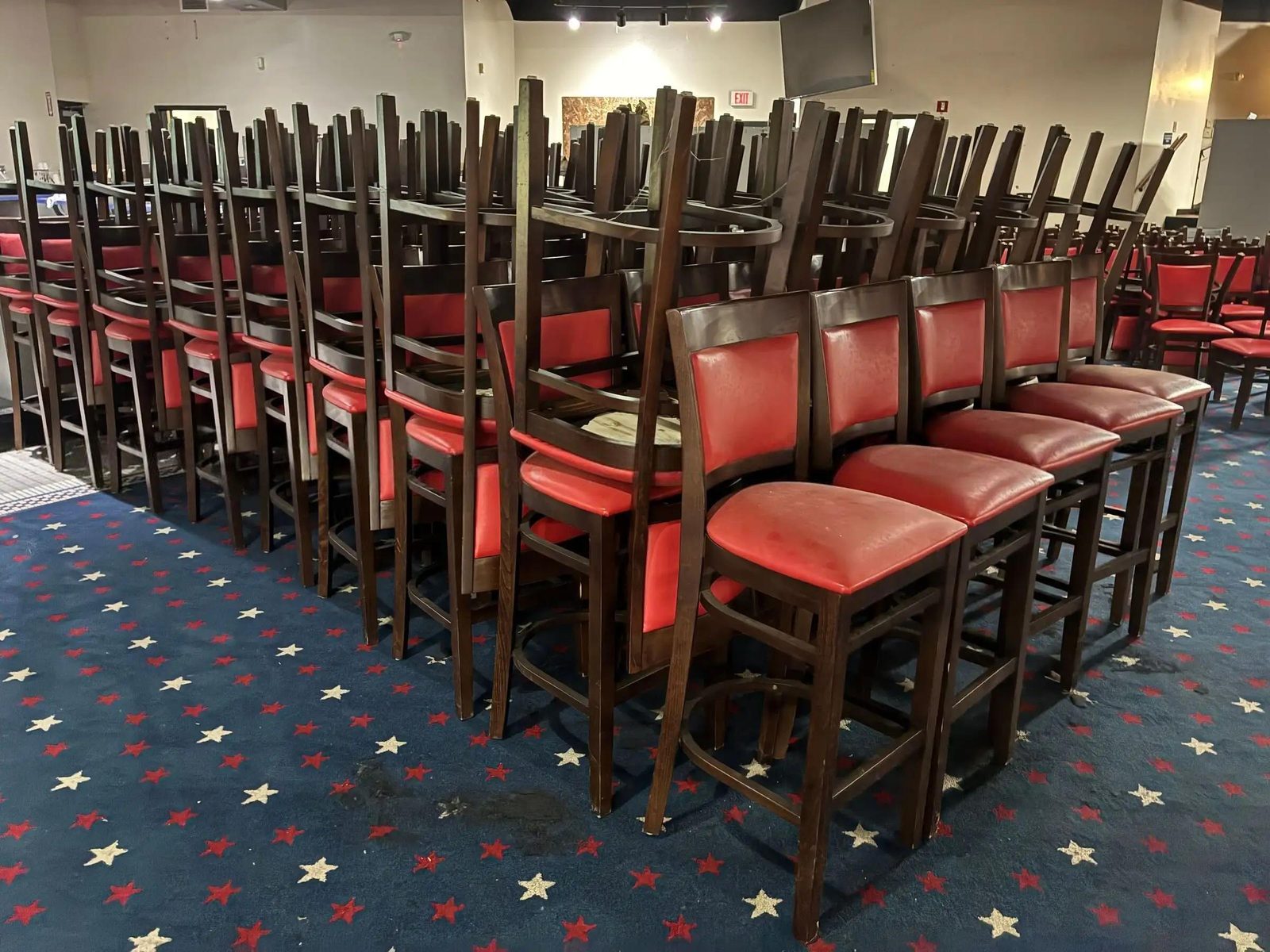 362 Wood Restaurant Chairs — Red Padded Seats (Fort Bragg, NC)