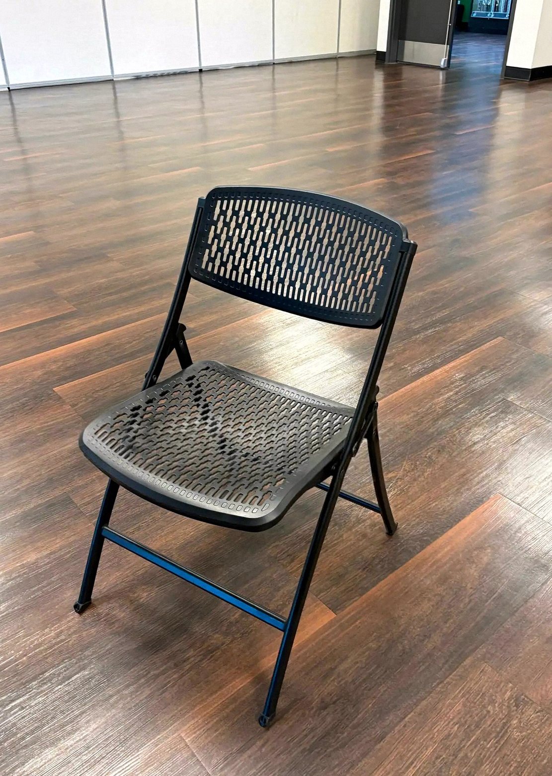Black Resin Folding Chairs with Carts — photo 2