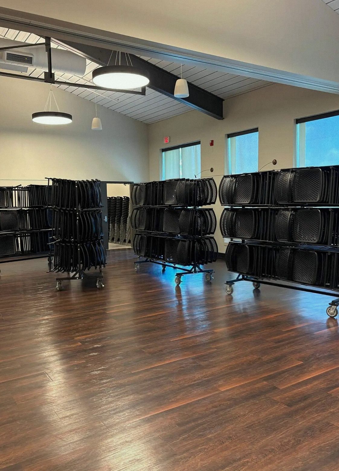 Black Resin Folding Chairs with Carts — photo 4