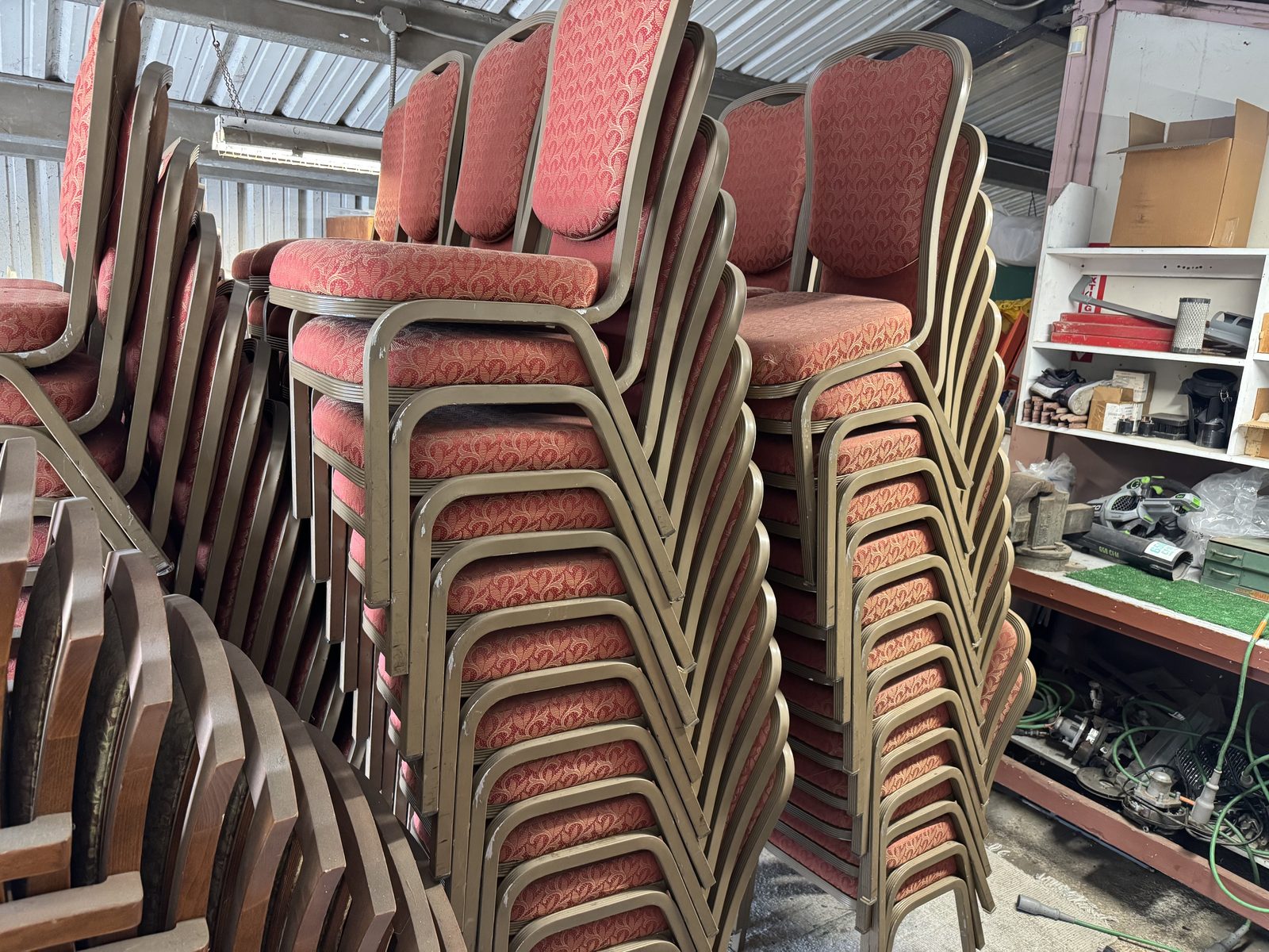 Crimson Patterned Banquet Chairs — photo 7