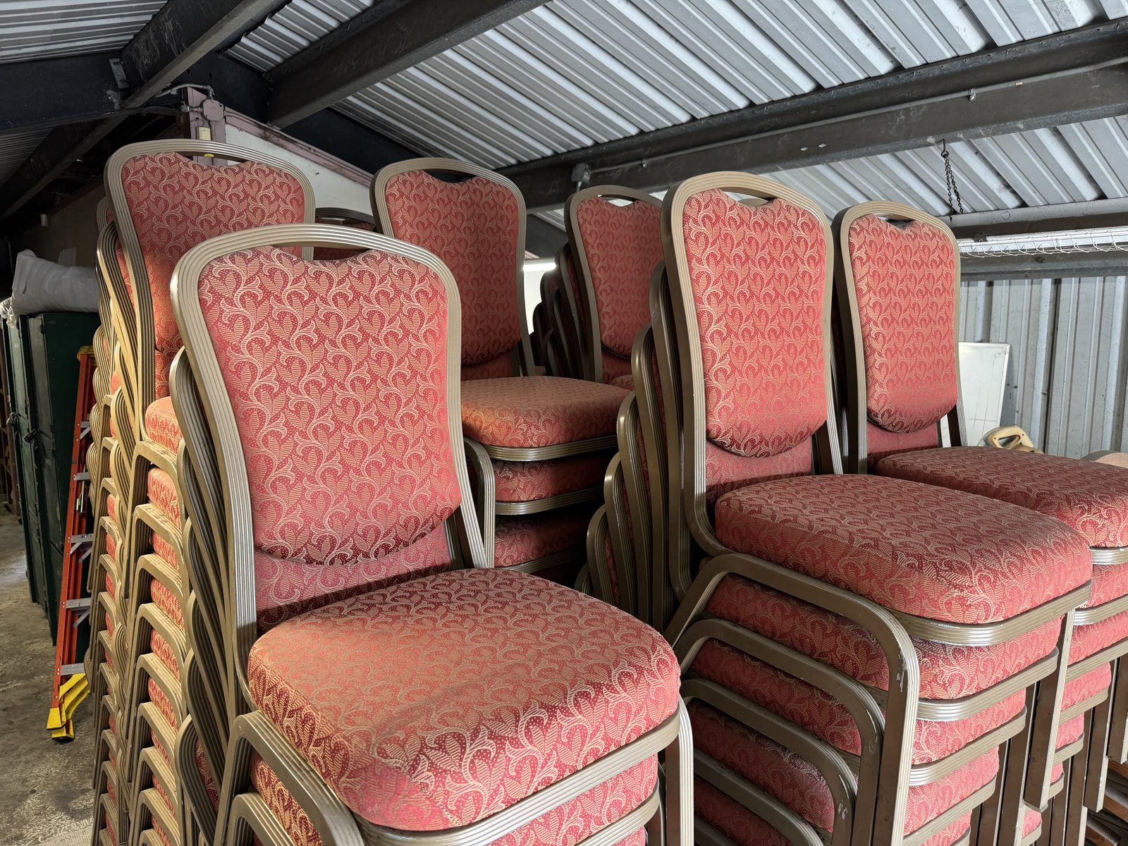 Crimson Patterned Banquet Chairs — photo 6