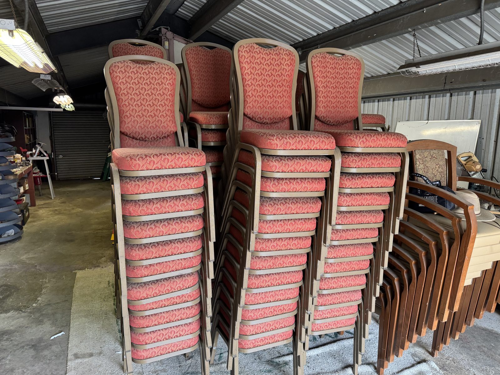 Crimson Patterned Banquet Chairs — photo 5